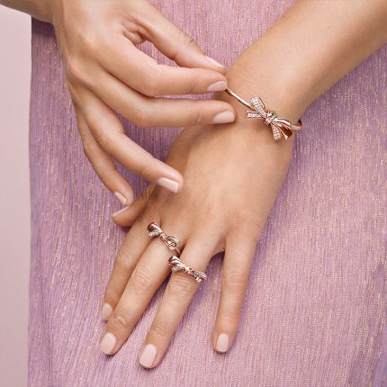 Nhẫn Pandora Bow Ring Fullbox - Nhẫn nữ Pandora Hình Nơ Đính Đá Bạc 925