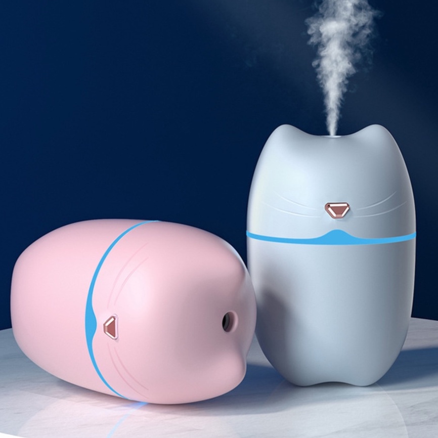 Máy Xông Tinh Dầu Mini Mèo Humidifier Cho Phòng Ngủ &amp; Trên Ôtô Khuếch Tán Tinh Dầu Phun Sương Tỏa Hương Đuổi Muỗi