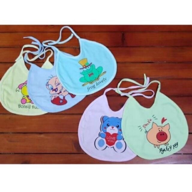 Set 3 Chiếc Yếm Tròn Buộc Dây Chống Thấm, Cotton Cho Bé