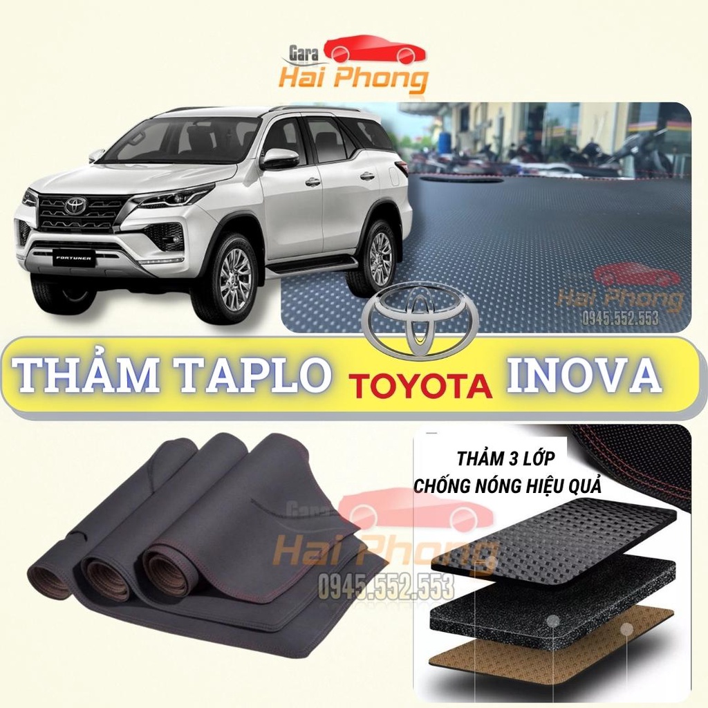 Thảm taplo Toyota Innova 2006 - 2021 dập vân Cacbon cao cấp, chống nóng ô tô hiệu quả