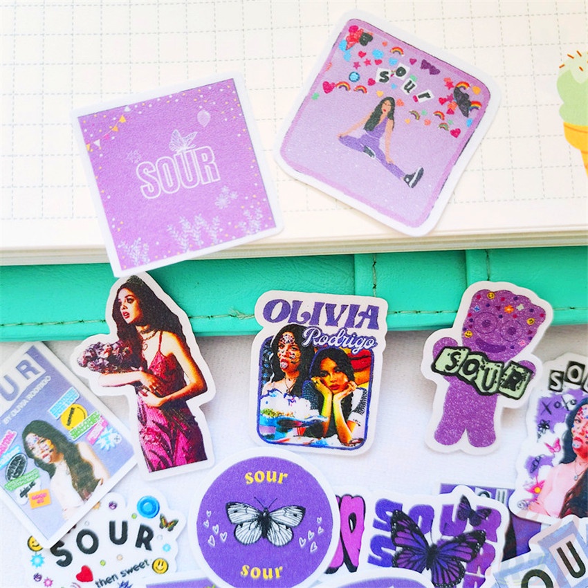 ★★★ Olivia Rodrigo Q-1 Sour Drivers License Mini Diary Manual Stickers ★★★ 40Pcs/Set DIY Fashion Scrapbooks Album Decor Decals Stickers