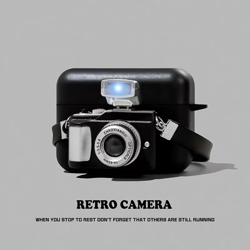 Ốp Vỏ Bảo Vệ Hộp Sạc Tai Nghe airpods pro 1 2 3 pro 3 Bằng Silicon Hình Máy Ảnh Sáng Bóng