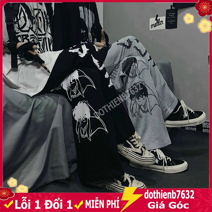 Quần Jogger In Họa Tiết Hoạt Hình ⚡️ GIÁ SẬP SÀN ⚡️ Chất Nỉ Da Cá Dáng Rộng Nam Nữ Đen Xám Unisex