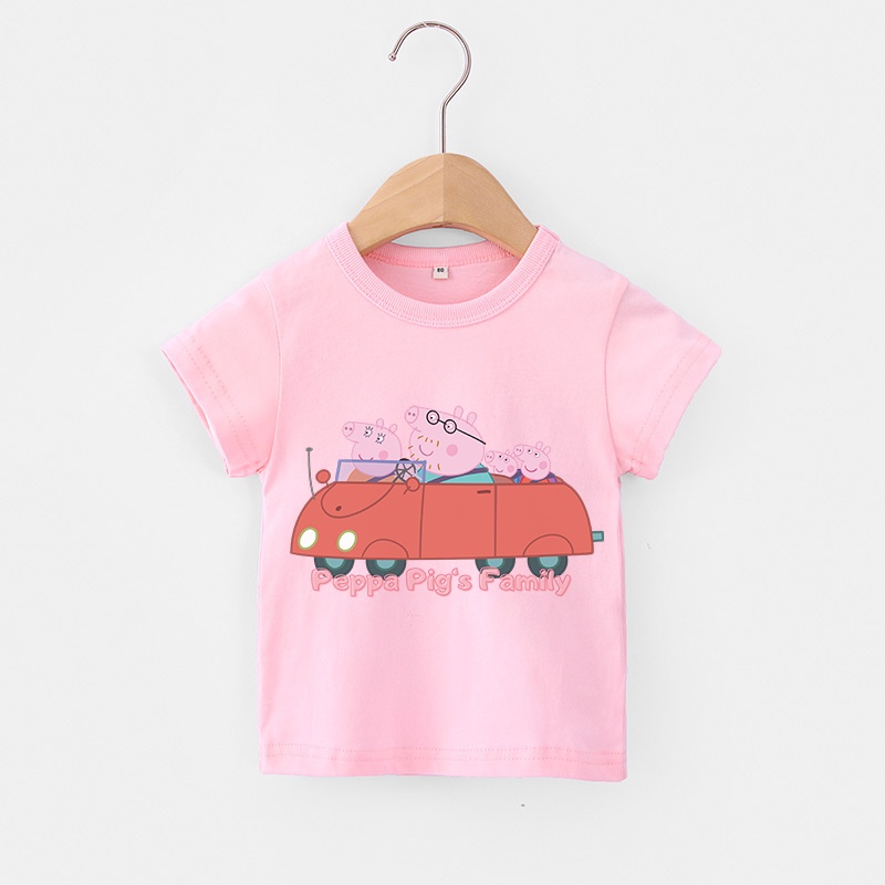 Áo thun chất liệu 100% cotton mềm hoạ tiết hoạt hình heo Peppa dành cho trẻ em 2021