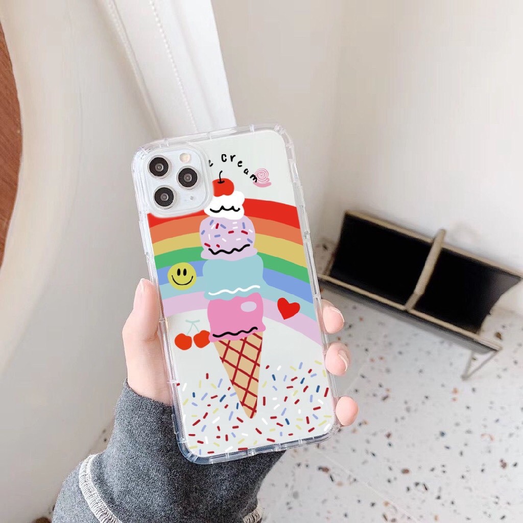 Ốp iph one - Ốp lưng Ice-cream trong suốt cho iph one 6 s plus 7 8 plus Xr X s max 11 11 pro max 12 mini 12 pro max