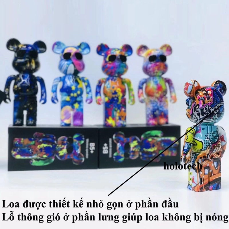 Loa Bluetooth Mini Cầm Tay HOLOCOM B5+ Hình Gấu BearBrick, Loa Di Động Đẹp Nghe Nhạc Hay Âm To - Hỗ Trợ USB Và Thẻ Nhớ