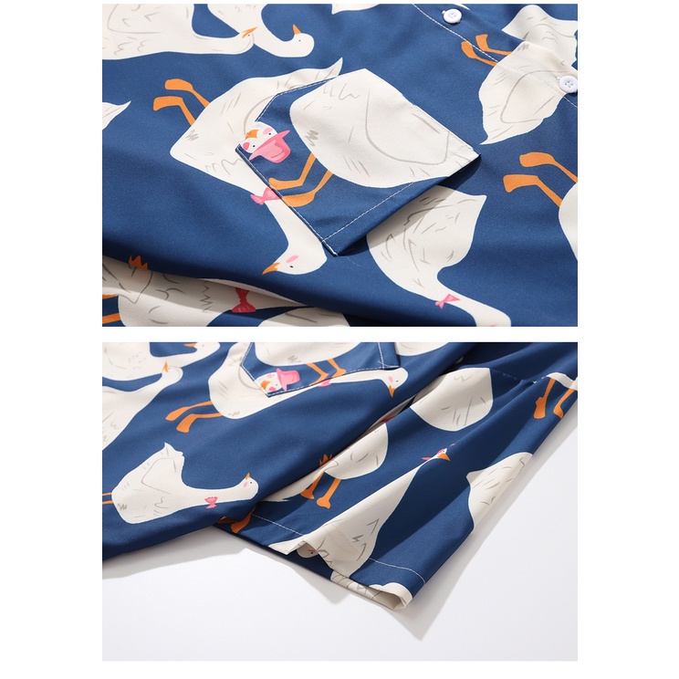 Áo sơ mi AOKANG tay ngắn dáng rộng in họa tiết tranh sơn dầu phong cách cổ điển thời trang dành cho cả nam và nữ