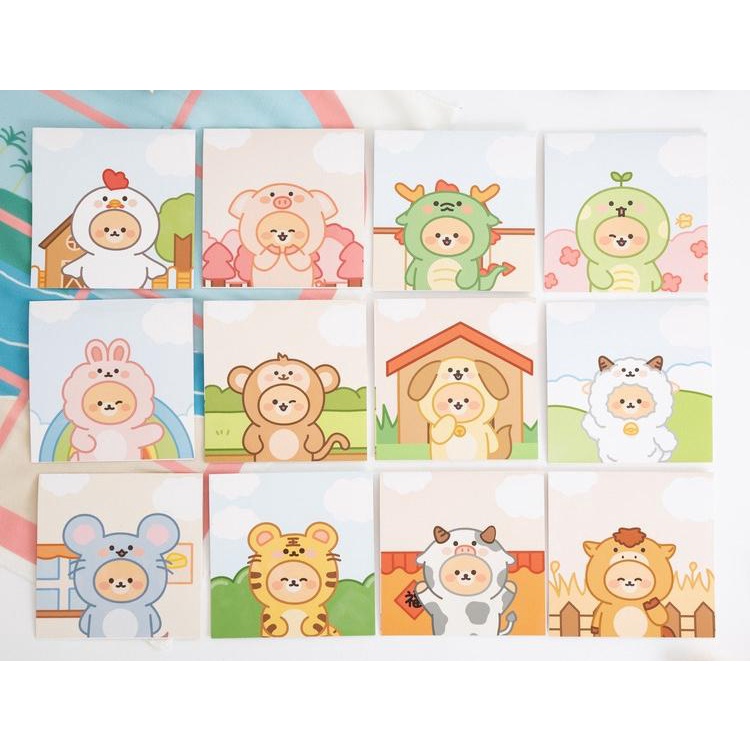 Thiệp Sinh Nhật Thiệp Viết Thư Tay 12 Con Giáp Siêu Dễ Thương Handmade In Nổi 4D