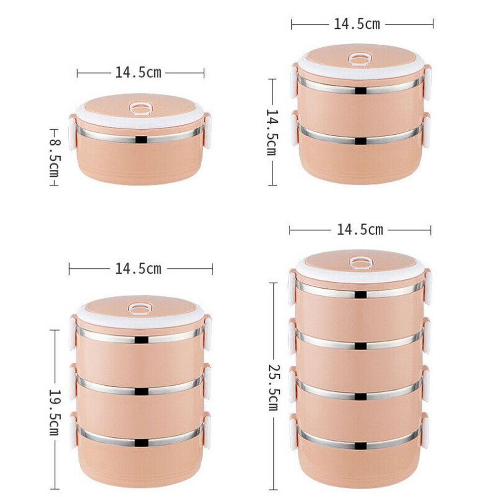 Hộp Đựng Thức Ăn Trưa 1 / 2 / 3 Tầng Bằng Thép Không Gỉ Chống Rò Rỉ 1 / 2 / 3 Lớp