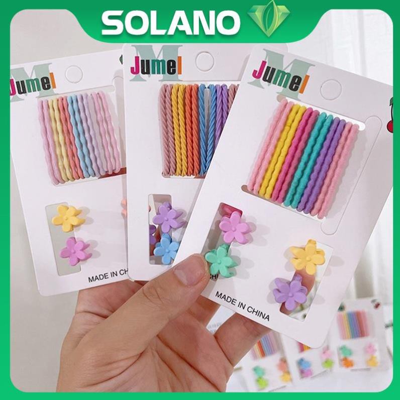 Dây buộc tóc kẹp tóc SOLANO kèm kẹp mái thời trang Hàn Quốc bộ 16 chi tiết cho nữ FAH-001314