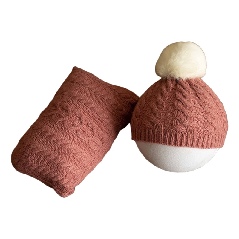 Bộ Gối Và Mũ Đan Len Dùng Làm Đạo Cụ Chụp Ảnh Cho Bé Sơ Sinh