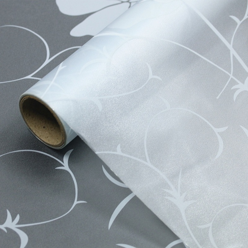 1 Cuộn Giấy Dán Kính Cửa Sổ Chống Nhìn Trộm Họa Tiết Hoa Có Thể Tháo Gỡ