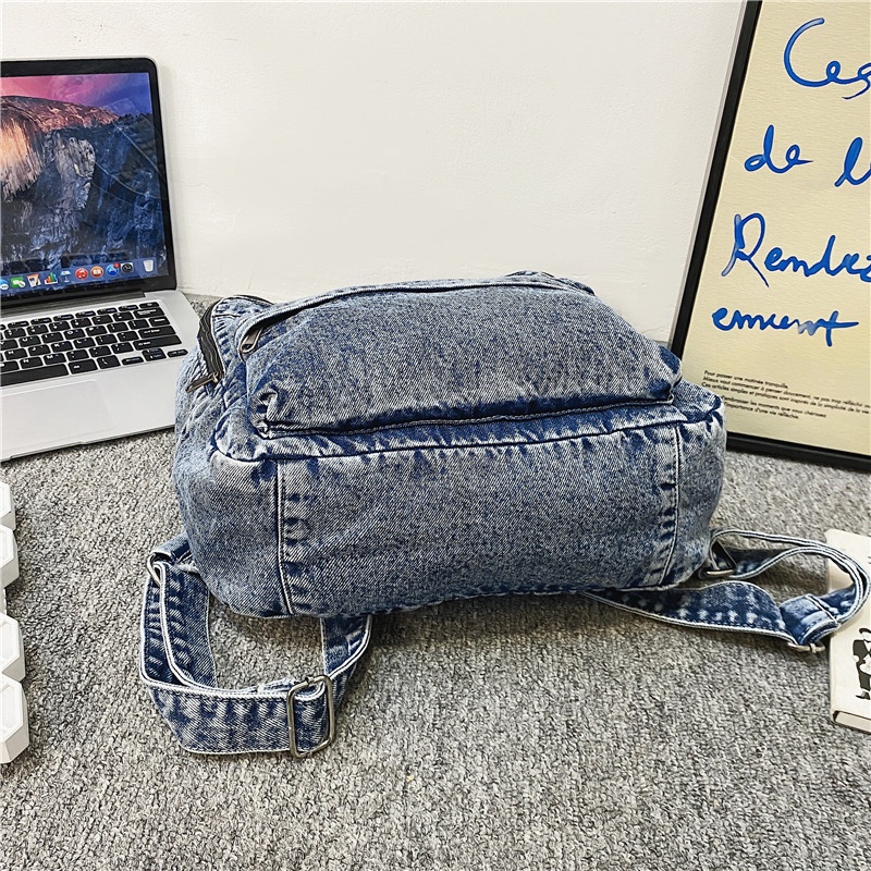 Ba Lô Denim Siêu Nhẹ Phong Cách Hàn Quốc Mới Dễ Phối Đồ Cho Nữ