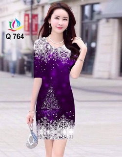 Đầm in hoa 3D cao cấp
