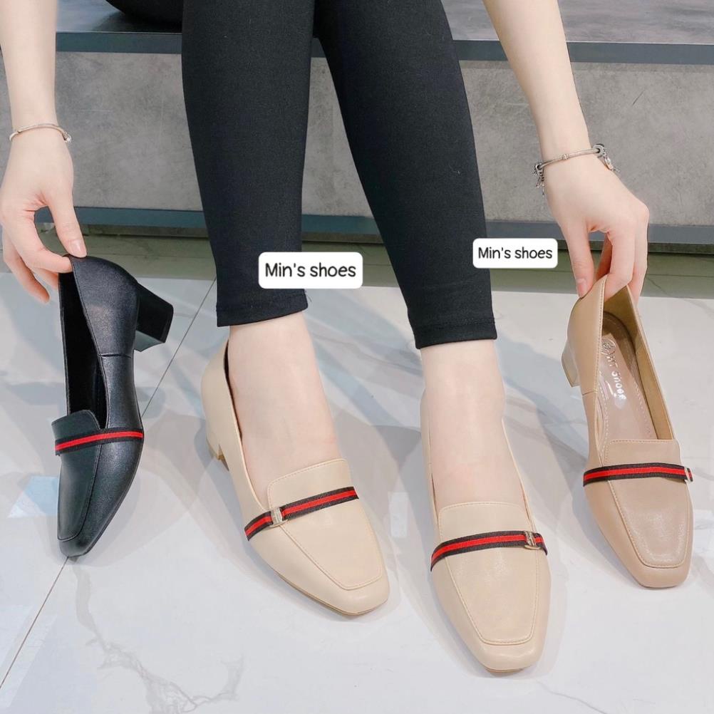 . Min's Shoes - Giày Gót Vuông Da Dê Cao Cấp V219 ;