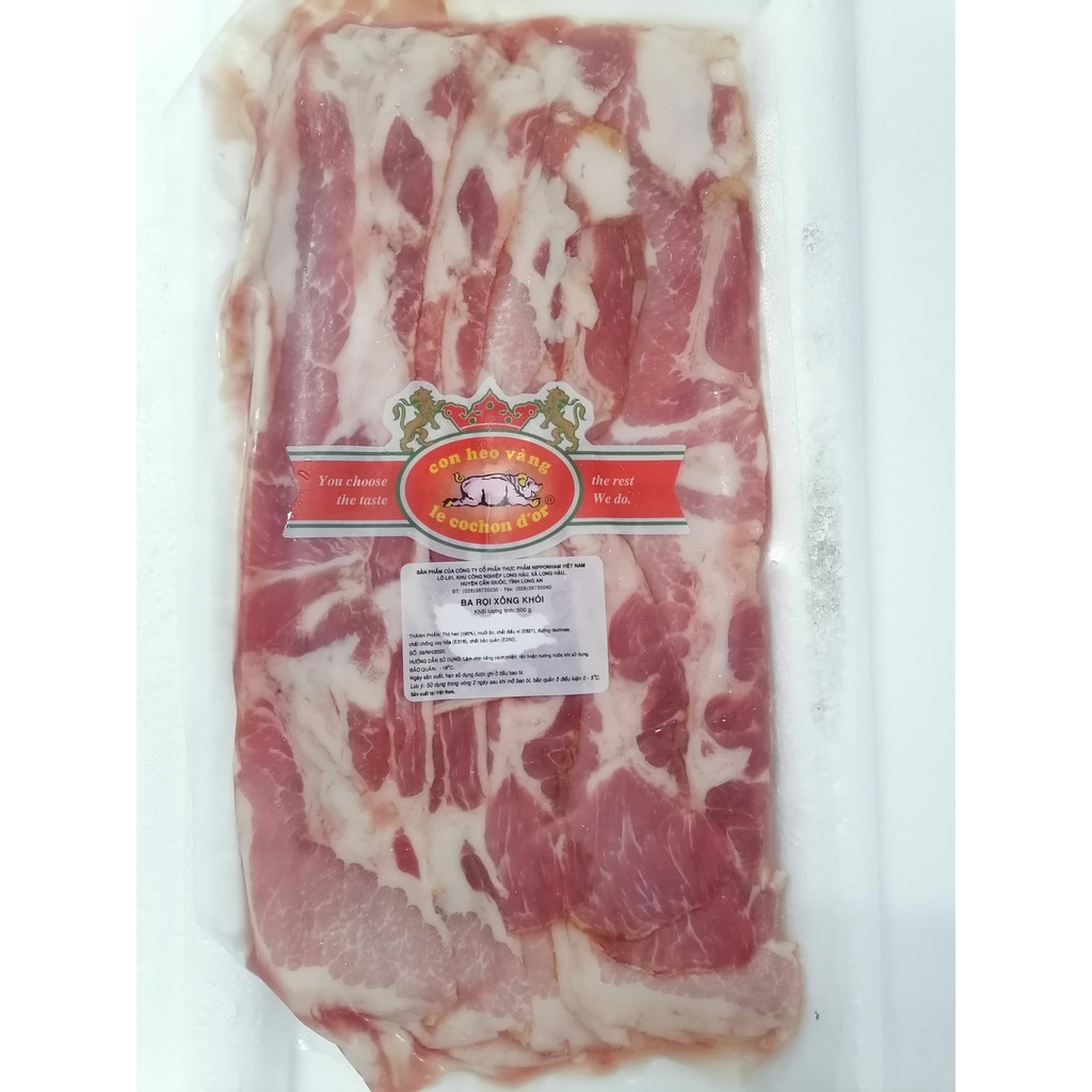 [Mã GROSALE2703 giảm 8% đơn 250K] [500g] Ba rọi miếng xông khói [VN] CON HEO VÀNG Bacon (nw5)