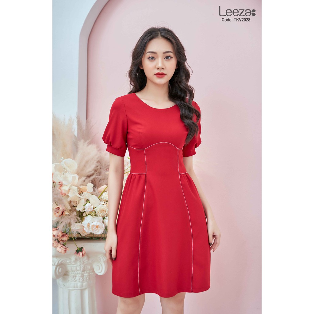 Váy xòe cổ tròn bèo eo TKV2028 - Leeza (Kèm ảnh thật shop tự chụp dã ngoại)