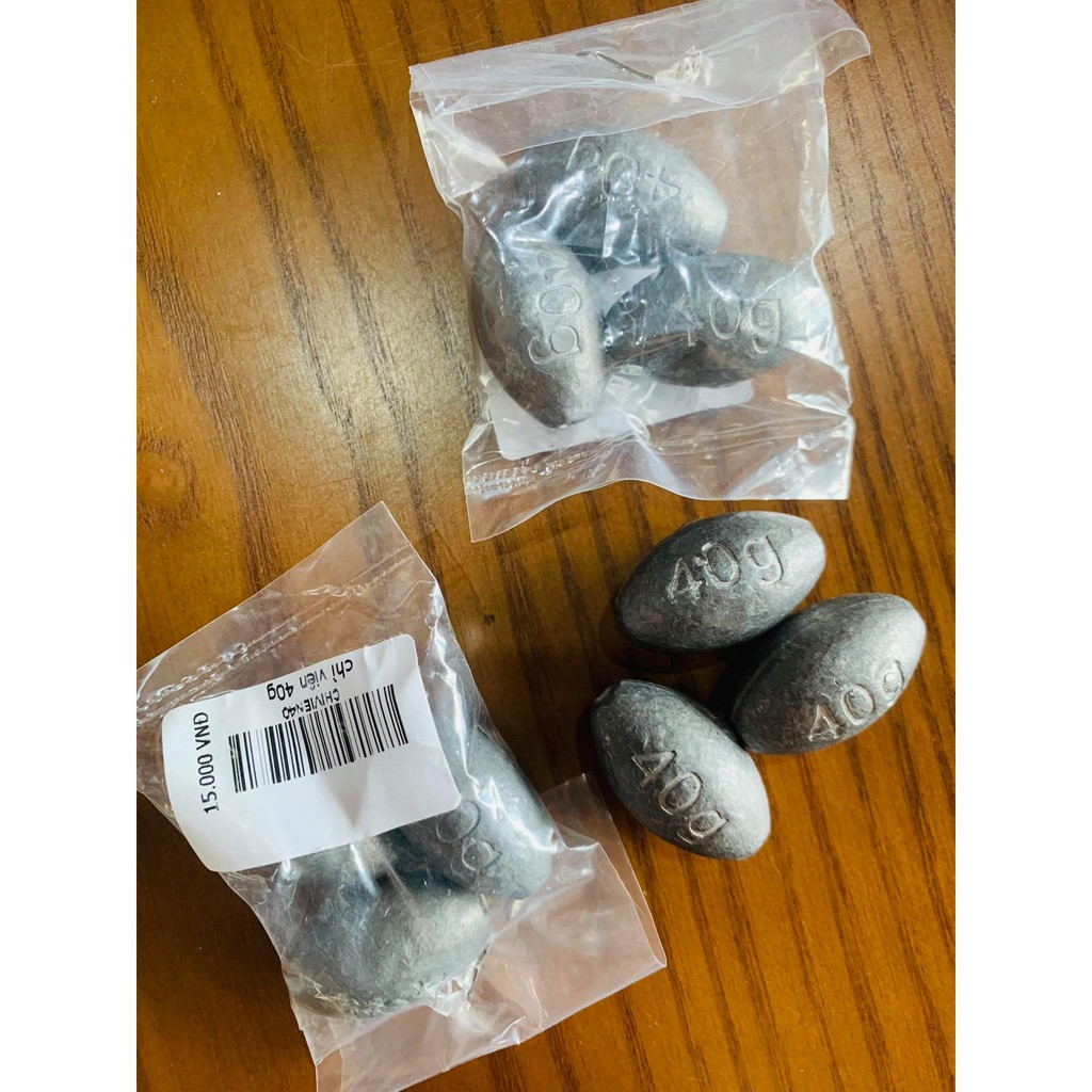 Chì viên 40g, chì xuyên tâm câu cá