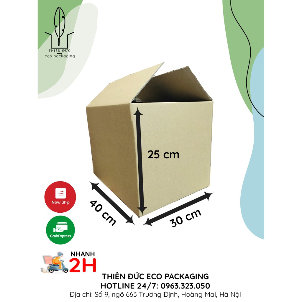 Combo 10 THÙNG GIẤY 40X30X25 CM cỡ to GIÁ RẺ - BAO BÌ XANH - THÙNG CARTON dùng đóng hàng, chuyển đồ, lưu trữ đồ đạc