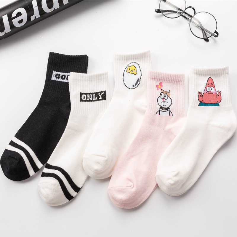 Tất nữ cổ cao họa tiết hoạt hình Patrick Star phong cách Hàn Quốc dễ thương - T013