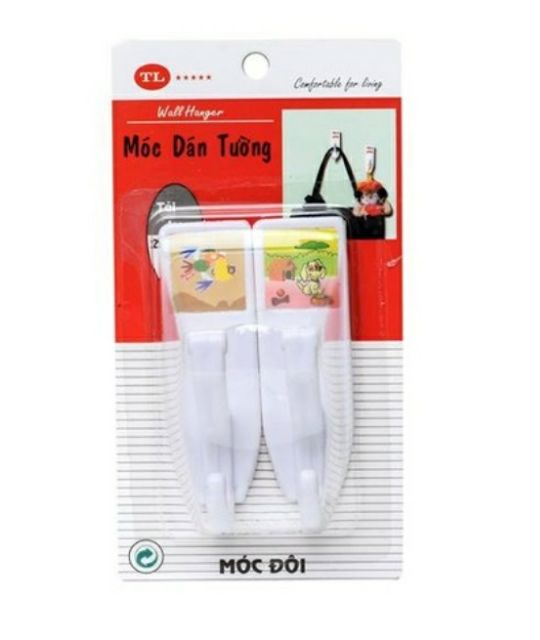 5 vỉ móc đôi siêu dính tường Thành Lợi ( 1 vỉ 2 cái)