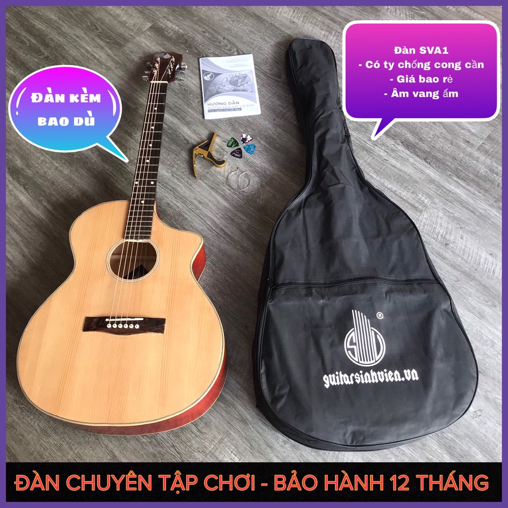 Đàn guitar acoustic  SV-A1 chuyên tập chơi - Đàn cao 105cm có ty chống cong - Tặng phụ kiện và bảo hành chu đáo tại shop