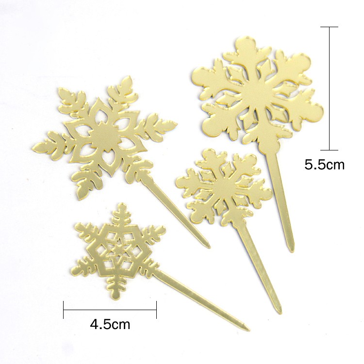 Set 10 Phụ Kiện Trang Trí Bánh Kem Hình Bông Tuyết Bằng Acrylic