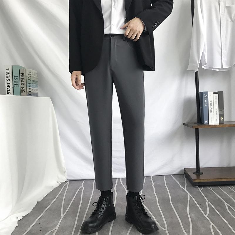 QNAM 8002 Quần âu nam hàn quốc dáng baggy suông đen vải dày dặn co giãn tốt Ailee