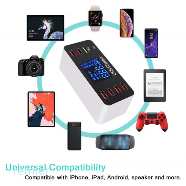 RE 8 Port Multi Fast USB Charger Quick Charge 3.0 Multiple USB Phone Charging Station Universal USB HUB Charger QC 3.0