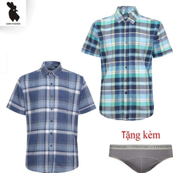 ⚡FREESHIP⚡ Combo 2 áo sơ mi nam sọc caro cao cấp Gabo s tặng quần lót nam SMIQL4