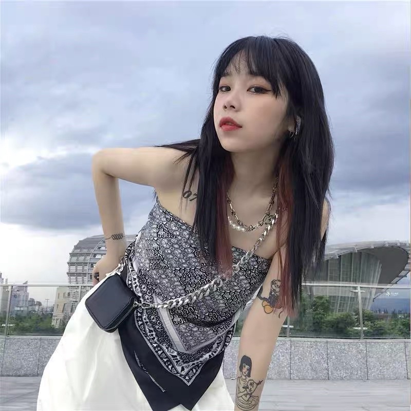 Khăn turban lụa vuông hoa văn size 90cm - Maben