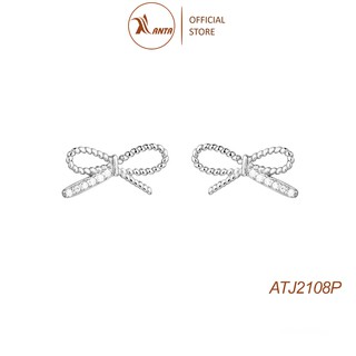 Bông tai bạc 925 Kiểu dáng phong cách Hàn Quốc hạt đá tua ra đính pha lê ANTA Jewelry - ATJ2108P