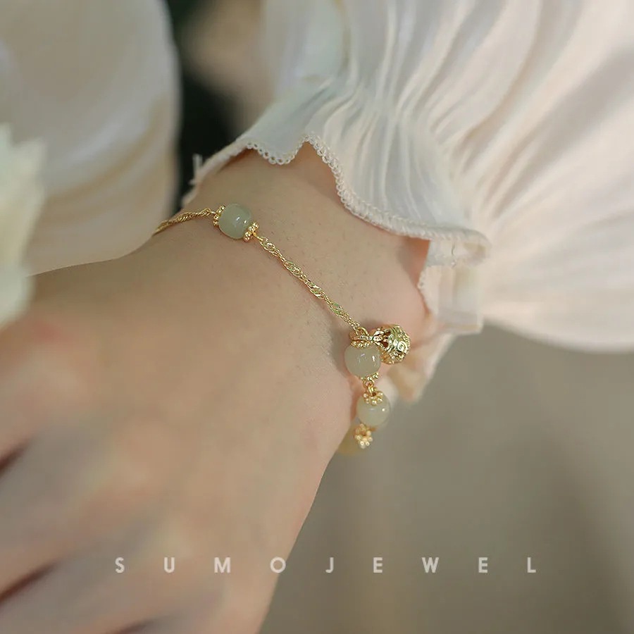 Vòng Tay Chuông Đá Ngọc Bích Nhân Tạo Hetian Làm Quà Tặng Cho Bạn Gái