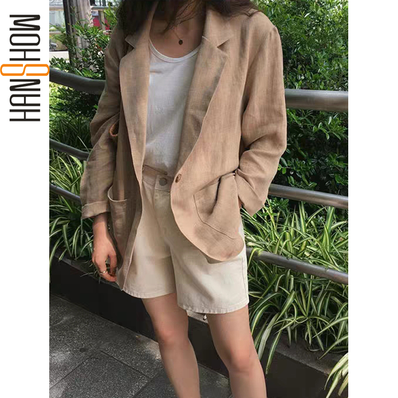 Áo khoác blazer chất cotton thiết kế dáng rộng thanh lịch hợp thời trang | BigBuy360 - bigbuy360.vn