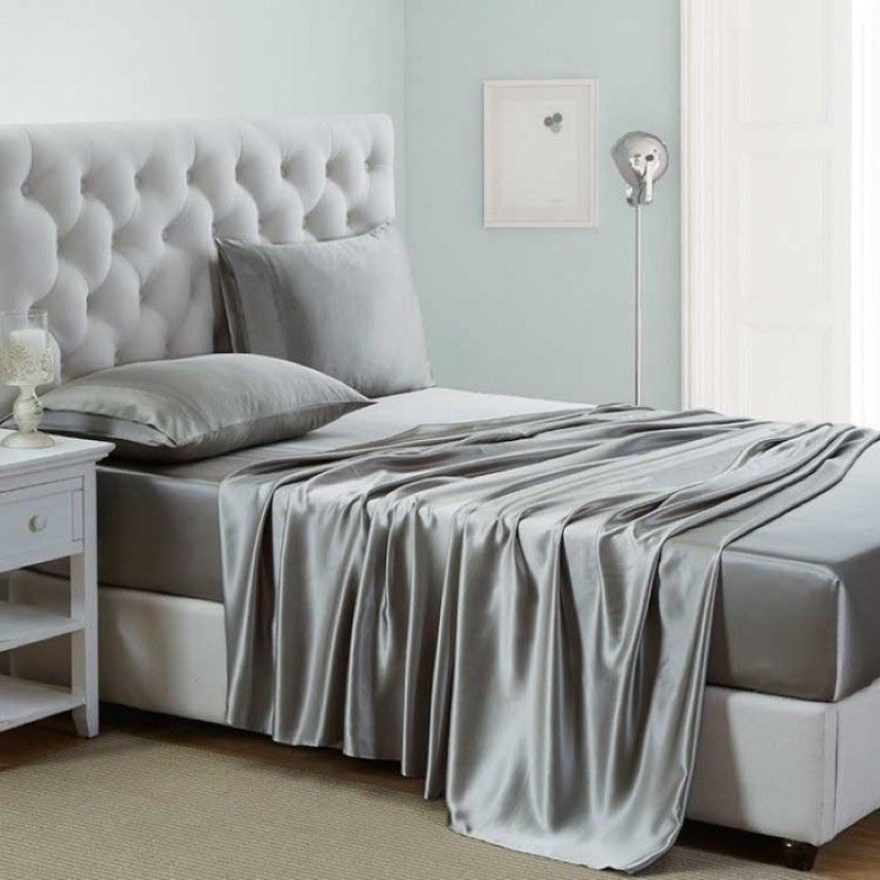 [1M8 x 2M x 40cm] Bộ drap giường 5 món phi lụa cao cấp siêu mịn siêu êm đủ màu PURR.BEDDING