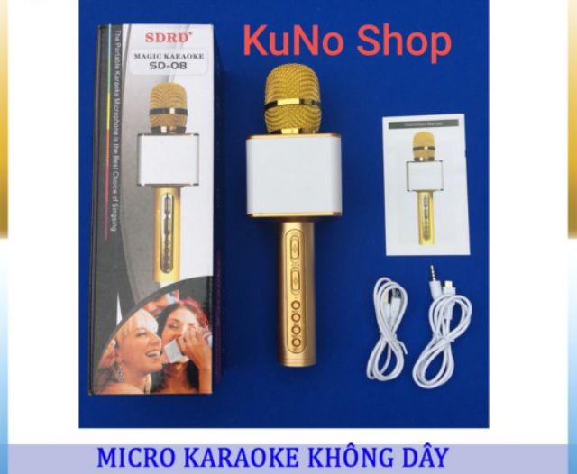 [HÀNG LOẠI 1]MICRO KARAOKE BLUETOOTH SD-08 ÂM THANH TỐT.