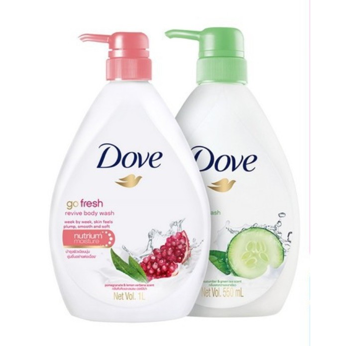 Sữa tắm dưỡng ẩm Dove Hương Dưa Leo Trà Xanh VÀ Sữa tắm dưỡng ẩm Dove Hương Lựu và Chanh 550ml