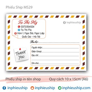 Phiếu giao hàng G29 (Đặt trước 1 ngày)