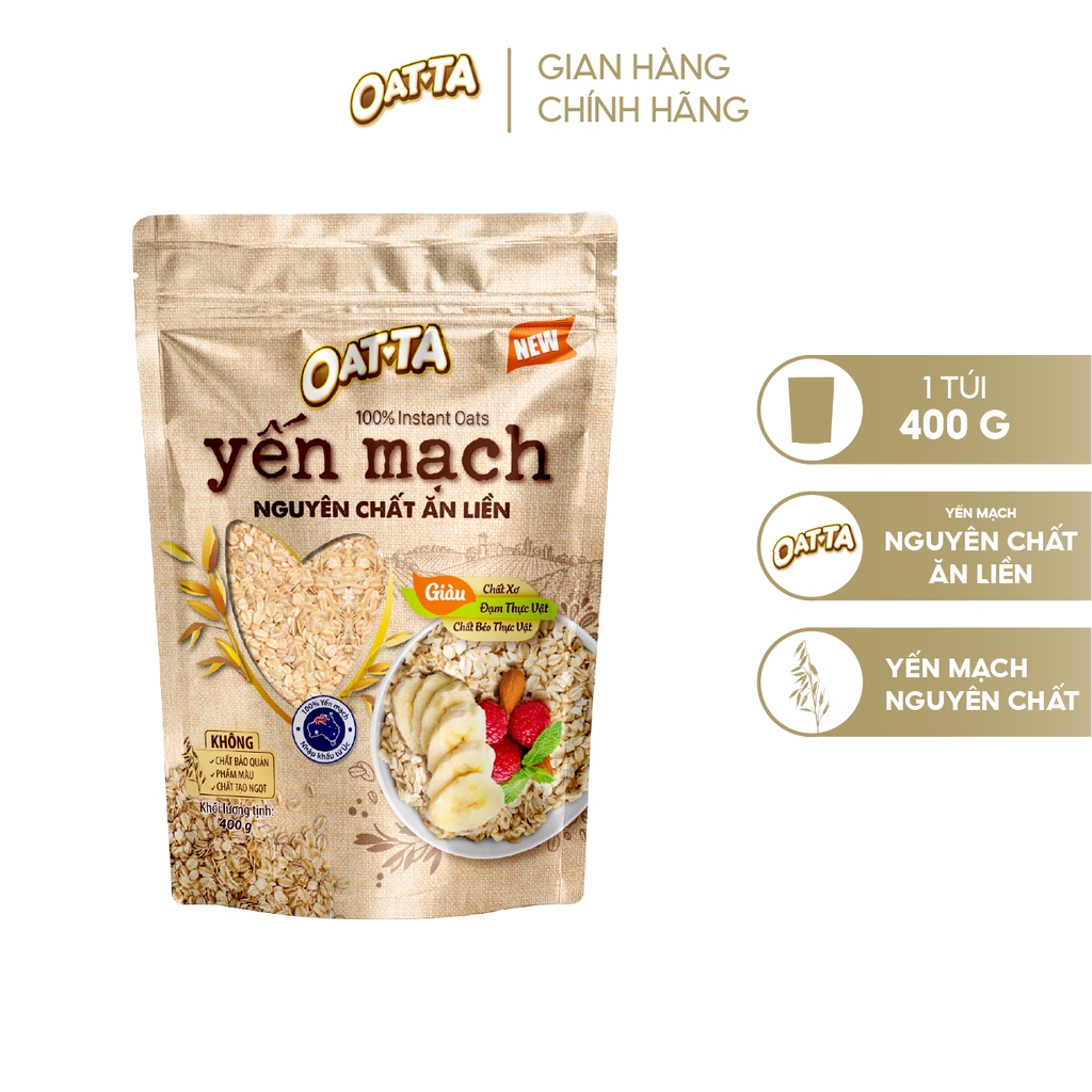 Ngũ Cốc Yến Mạch Nguyên Chất OATTA Thơm Ngon Thích Hợp Cho Người Ăn Kiêng Túi 400g