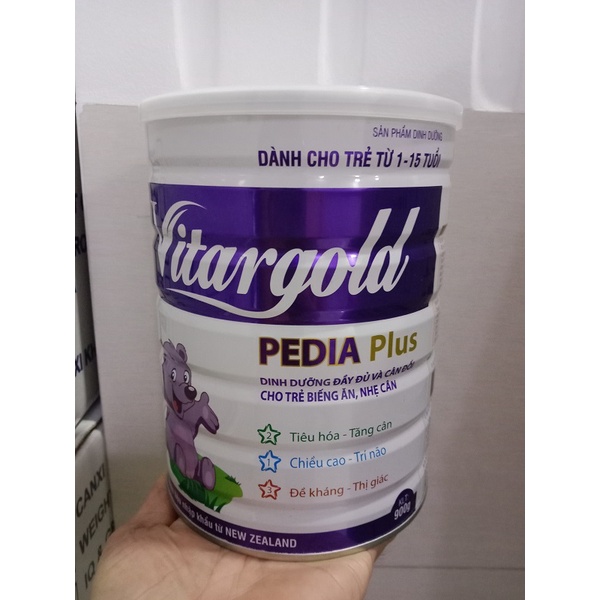 Sữa Pedia Plus Vitargold 900g cho trẻ biếng ăn, chậm tăng cân 1-10 tuổi