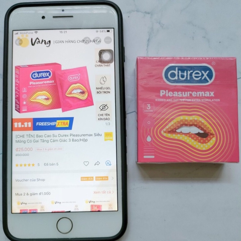 Bao Cao Su Durex Siêu Mỏng Có Gai Pleasuremax Tăng Cảm Giác 3 Bao/Hộp