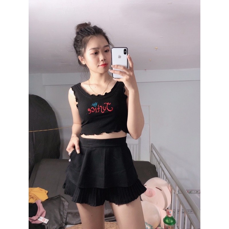 Áo croptop thêu Justice