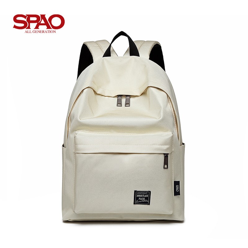 SPAO Balo Canvas Màu Sắc Trơn Phong Cách Hàn Quốc