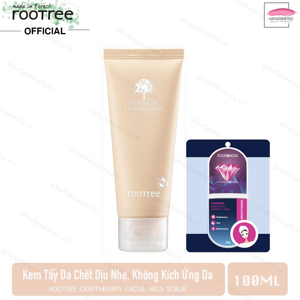 Kem Tẩy tế bào chết dạng kỳ Rootree Crytherapy Facial Mild Scrub 100ml + Tặng 1 mặt nạ Foodaholic (loại ngẫu nhiên)