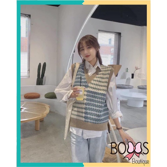 Áo gile len nữ chất dày dặn họa tiết ziczac phong cách Hàn Quốc siêu xinh [LGZ] | BigBuy360 - bigbuy360.vn