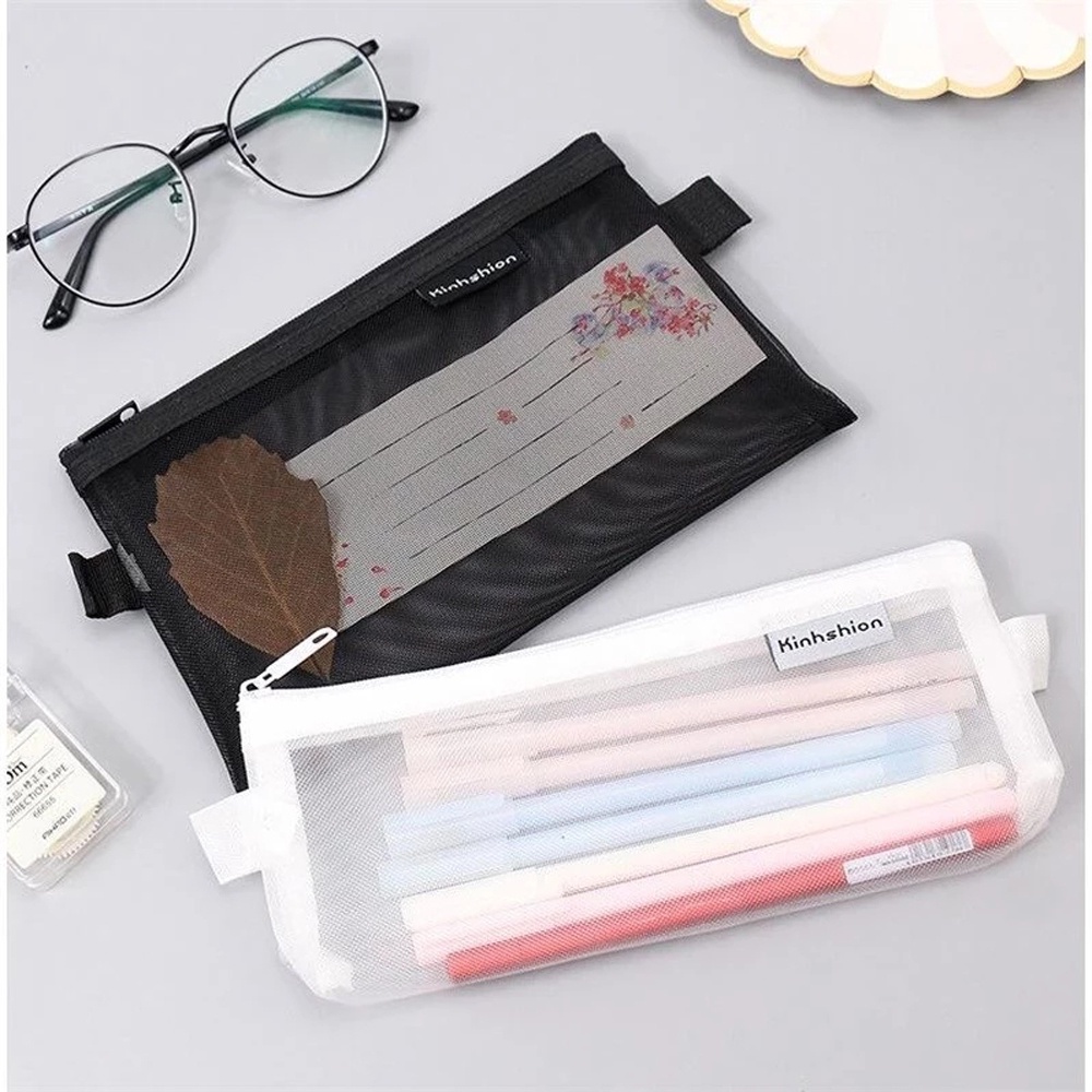 Túi đựng bút chì bằng nylon trong suốt dạng lưới nhiều màu sắc chất lượng cao