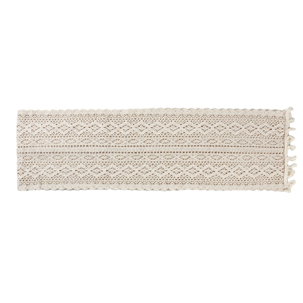 Cotton Crochet Table Runner with Tassels Retro Macrame Table Runners for Wedding Festival Event Table Decoration