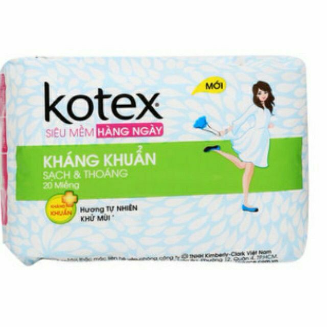 Combo 8 gói băng vệ sinh Kotex hàng ngày khang khuẩn 20 miếng