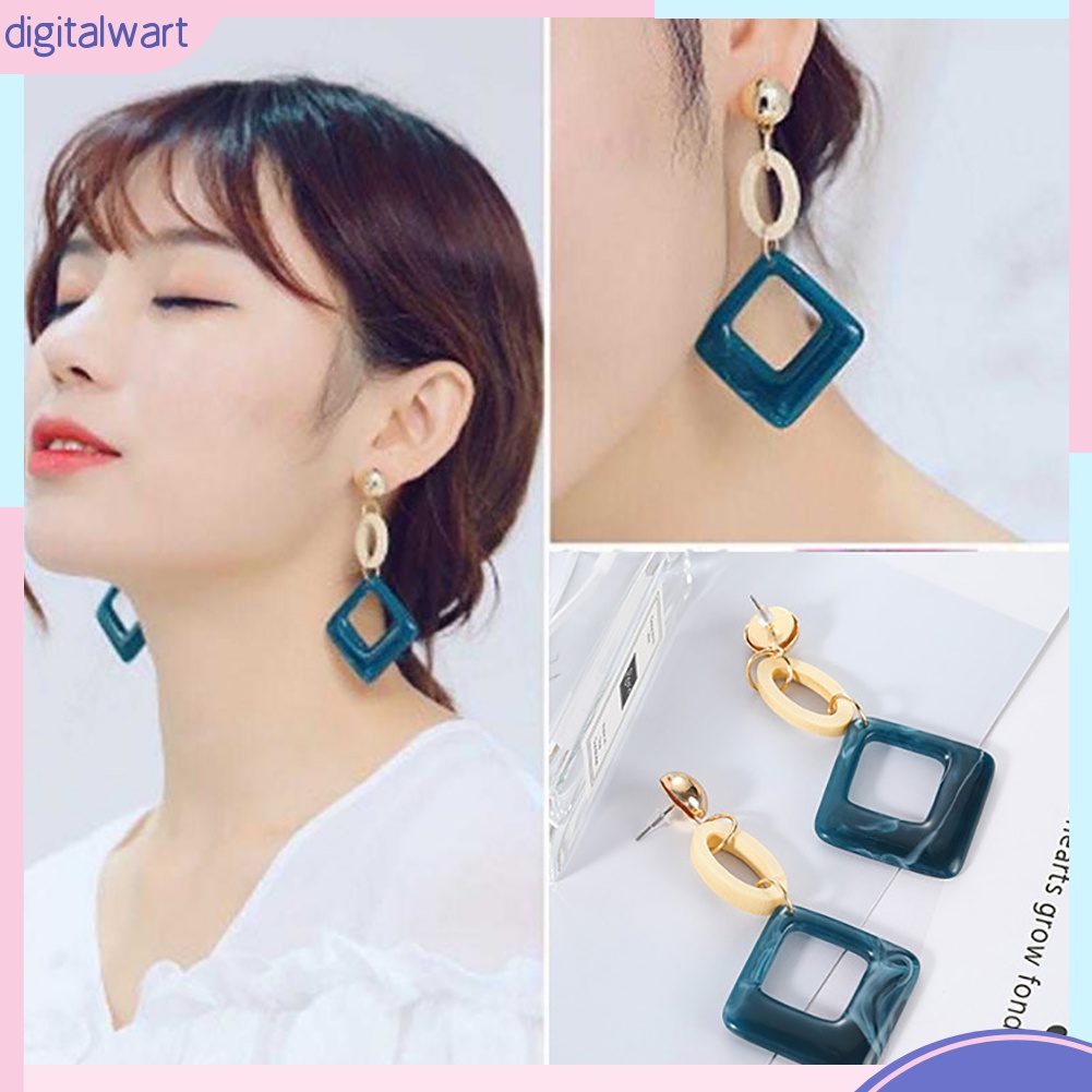 Khuyên tai hình tròn/thoi dáng dài thanh lịch cho nữ