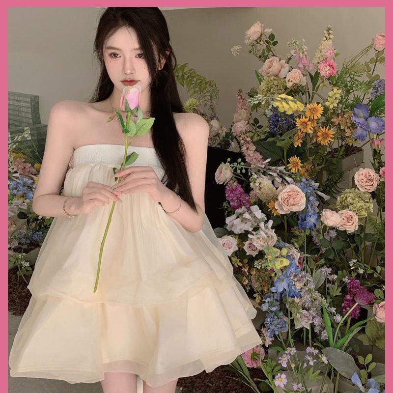 Váy babydoll Đầm Ống Nhún Bèo Phong Cách Mới Mùa Hè 2022 Quyến Rũ Cho Nữ